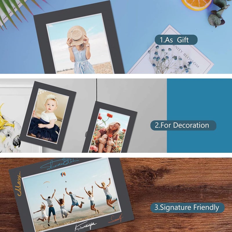 Somime 10 Pack 11x14 Black Picture Mat Kit for 8x10 Photo with White Core Bevel Cut Mattes Sets - Includes 10 Acid Free Pre Cut Mats & 10 Backings & 10 Print Sleeve Bags - Image 3